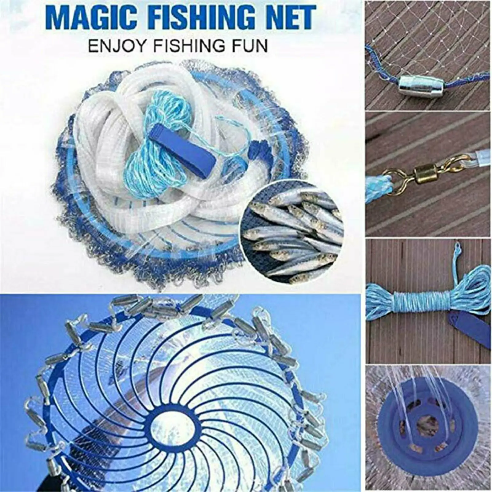 

Magic Fishing Net Finefish Aluminum ring Catch Fish Network