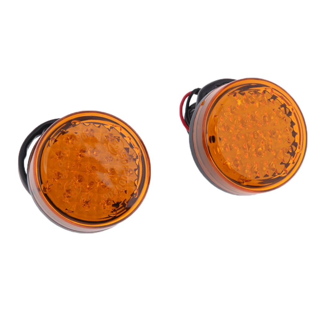 2 Pieces Motorcycle Round 20 LED Amber Turn Signal Indicator Light Blinker Orange Lens for Harley Yamaha