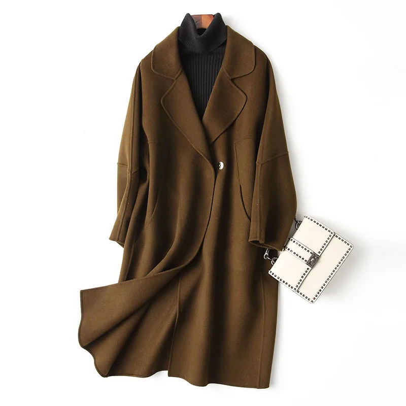 

2020 Spring Wool Coat Female Mediumn Length Wool Coats Korean Double Sided Overcoat Winter Jacket Women 37162 WYQ1192