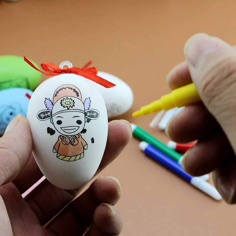 1 комплект пасхальное детское руководство DIY пасхальное яйцо моделирование граффити праздничное украшение для подарка пластиковое гусиное яйцо ручная окрашенная яичная скорлупа игрушка