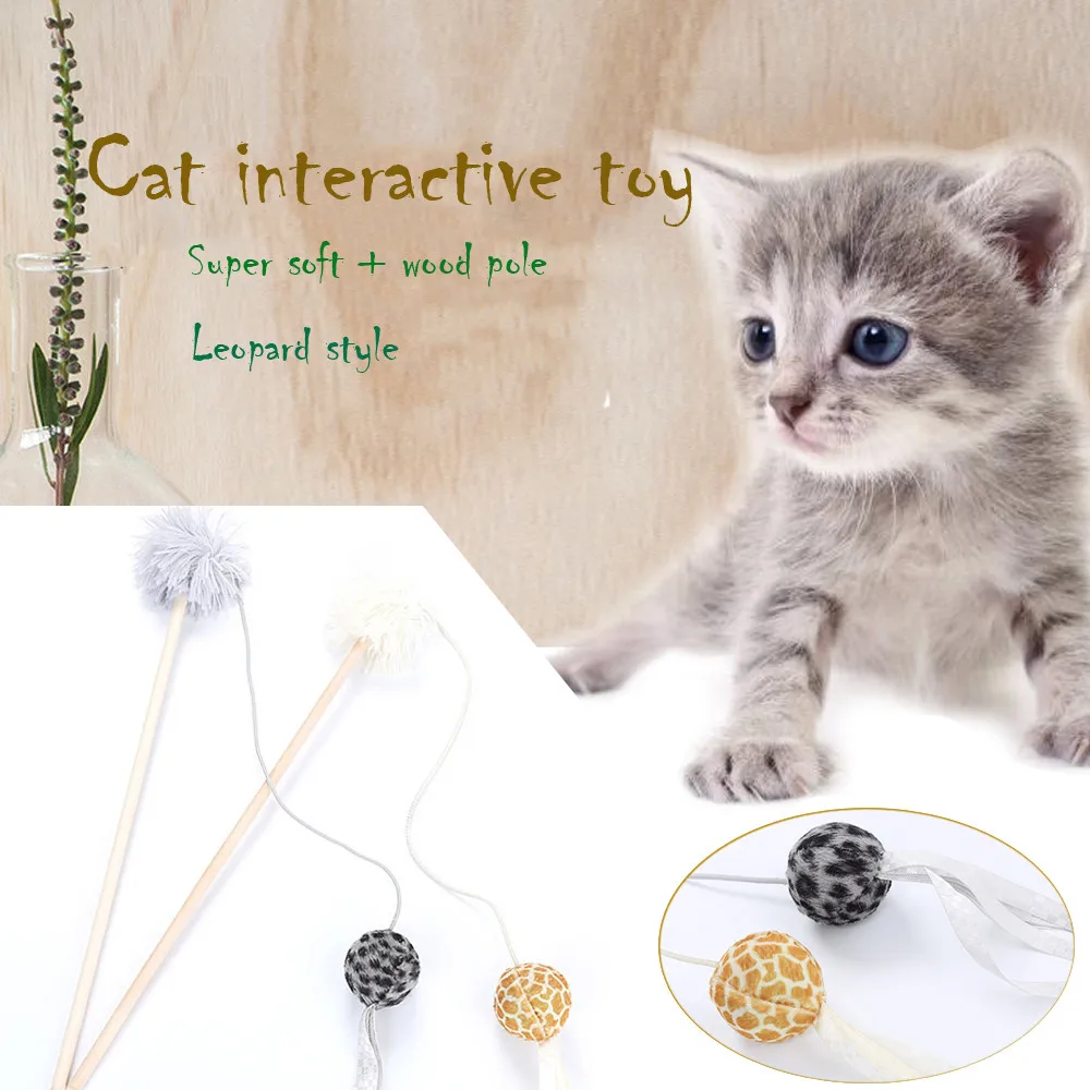 Котёнок Кот Игрушка Chaser Stick Leopard стиль плюшевый шар интерактивная игра забавная игрушка для домашних животных кошки интерактивный тизер аксессуары для домашних животных