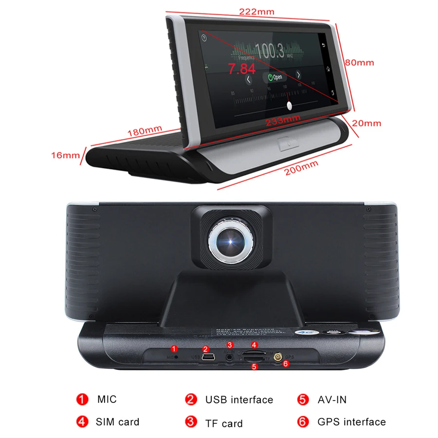 Anfilite 8 &quotвидеорегистратор 4G ADAS GPS навигация 1080P Android автомобильный