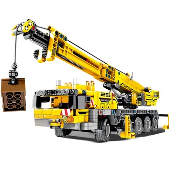 

665Pcs Crane Science and Technology Small Particle Assembly Building Blocks Urban Architecture Vehicle Educational Toy Gift Set