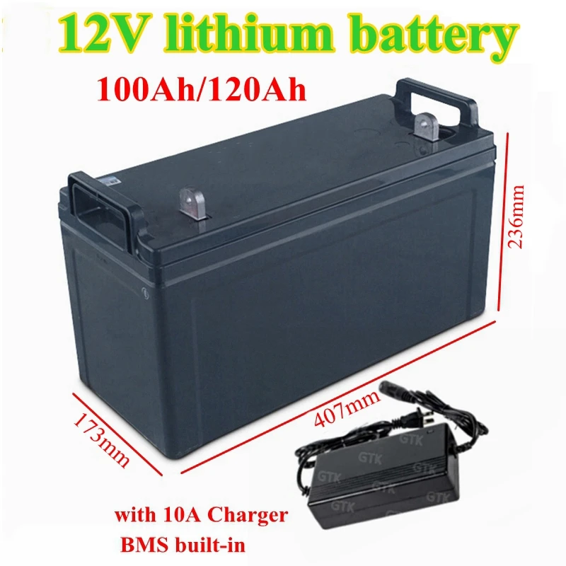Водонепроницаемый 12V 100AH 120Ah литий-ионный аккумулятор 12V BMS с bluetooth для солнечной системы электрическая Лодка RV солнечная панель+ 10А зарядное устройство