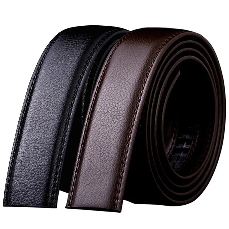 New 3.5cm Wide Genuine Leather Automatic Belt Body No Buckle Strap Without Buckle Belts Men High Quality Male Belts 8002