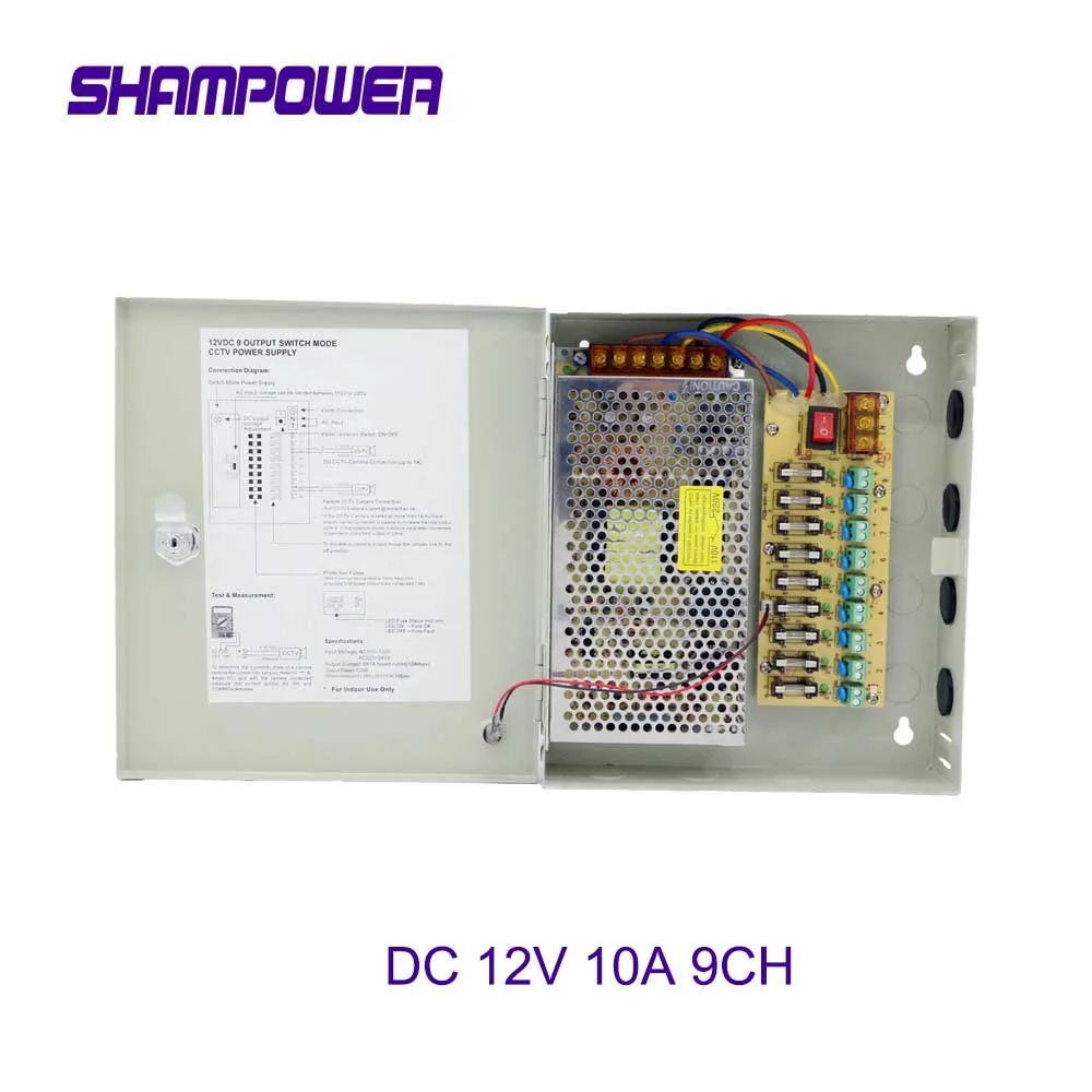 

9 Channels DC 12V 10A 9CH Channel Switch Power Supply Box for CCTV Camera Security Surveillance - CCTV Security Accessories
