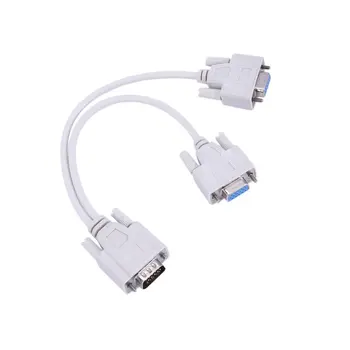 

0.2 Meters VGA SVGA 1 PC TO 2 MONITOR Male to 2 Dual Female Y Adapter Splitter Cable 15 PIN Portable Size