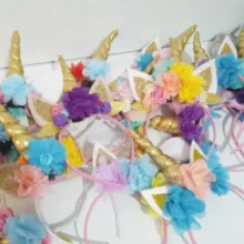 8 шт. Золотой Доре Единорог повязка для волос девочка ребенок вечерние день рождения Единорог голова Корона