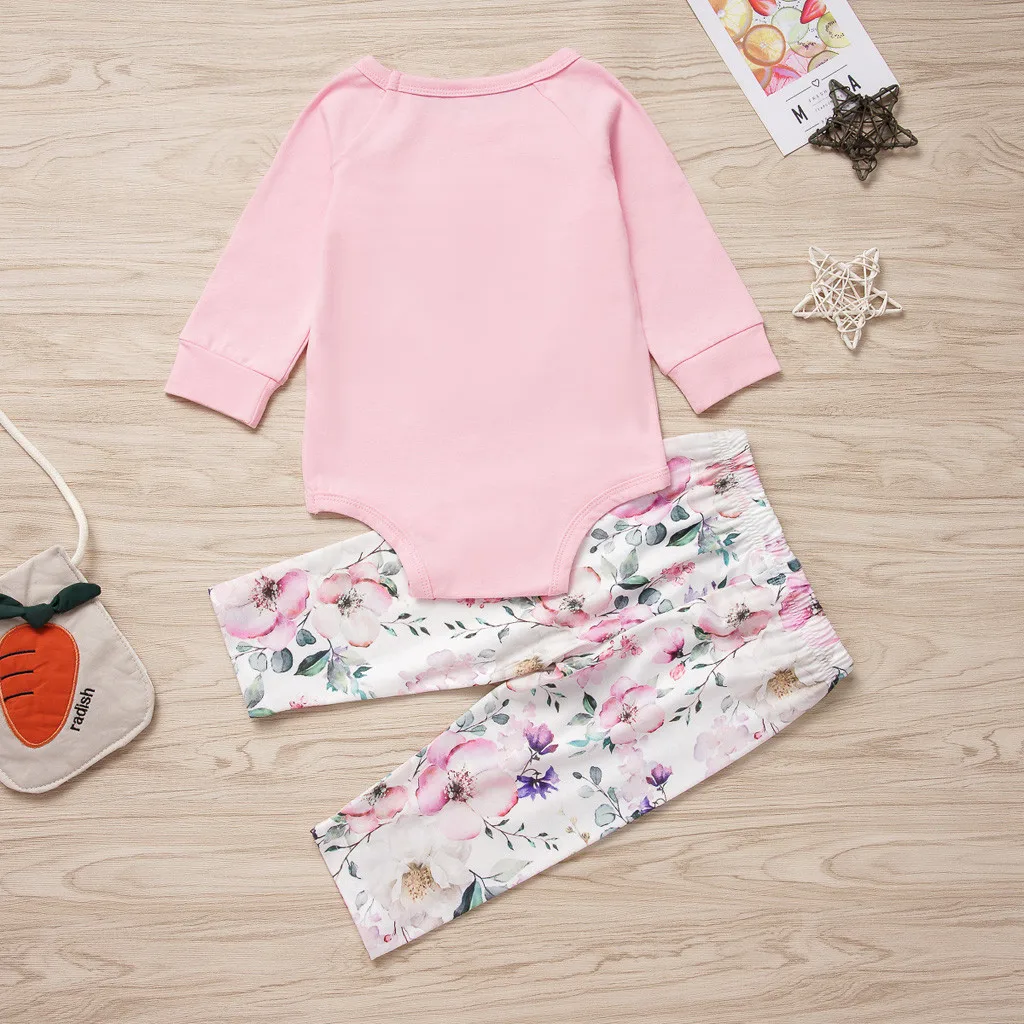 Костюм для девочек; Модный комбинезон с длинными рукавами для новорожденных девочек; штаны с цветочным принтом; комплект одежды; conjunto infantil menina