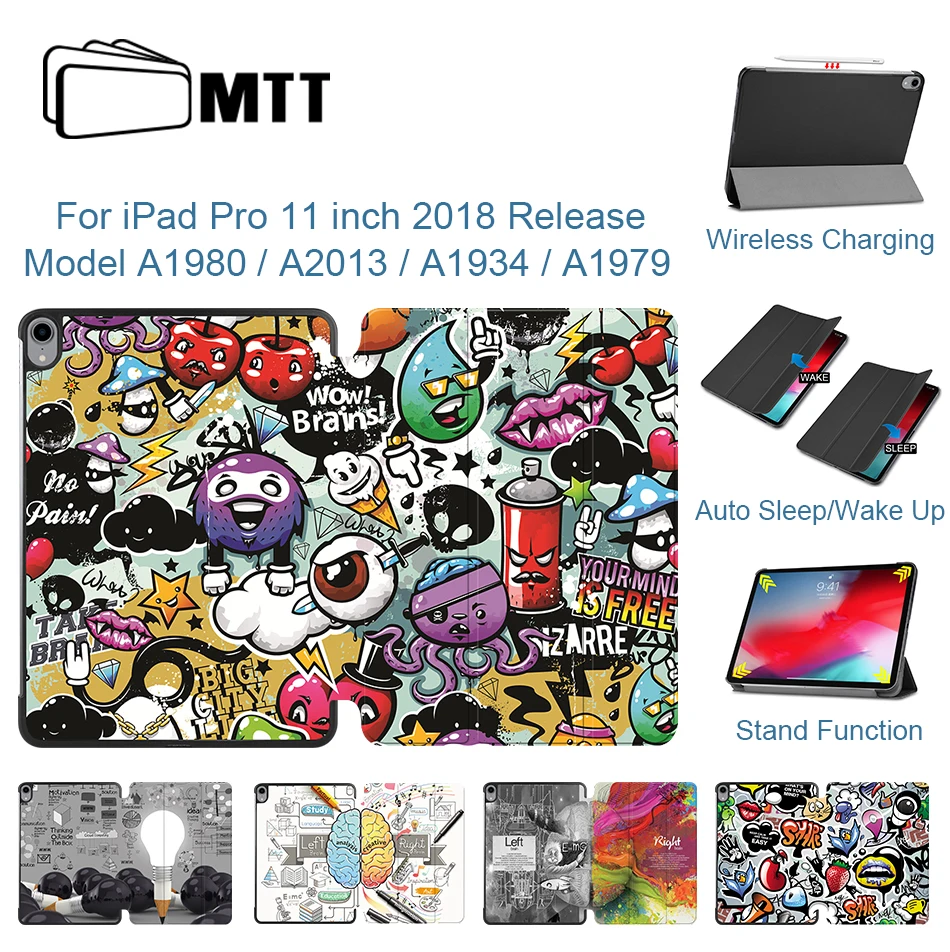МТТ PU кожаный чехол для iPad Pro 11 дюймов 1 го поколения 2018 Фолио магнитный флип с