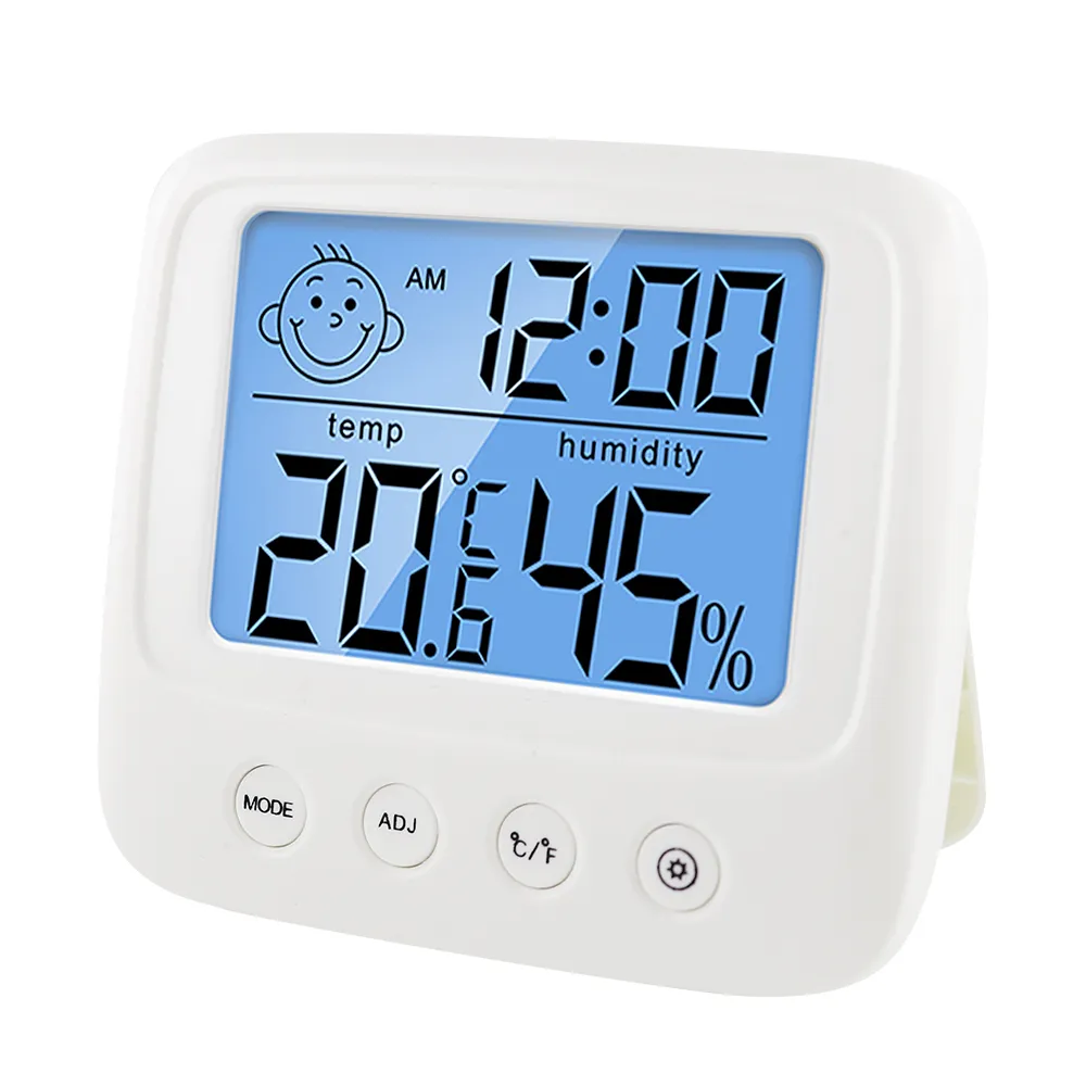 Digital LCD Indoor Thermometer Hygrometer Clock Temperature Humidity Meter Gauge 