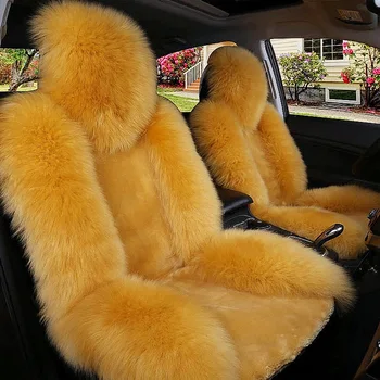 

Protective Decorative Seat Cover Front Warm Soft Artificial Wool Winter Practical Universal Cushion Detachable Riding Car