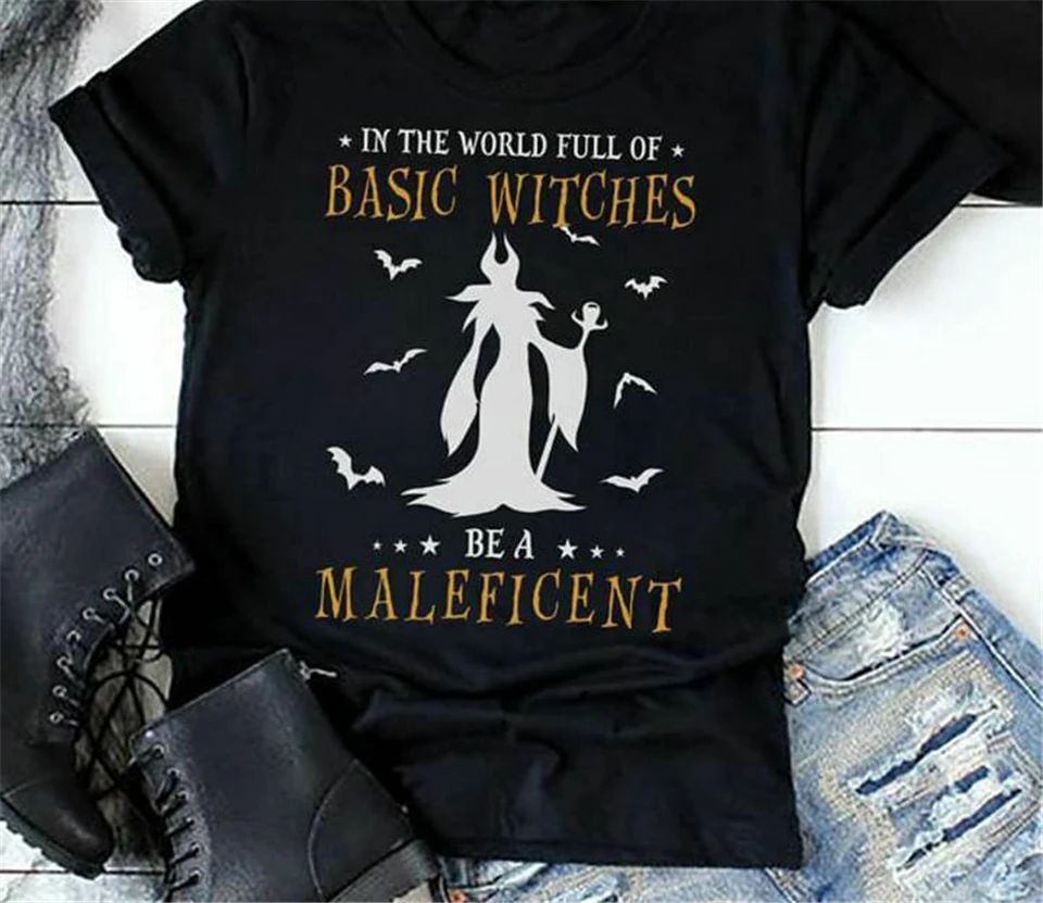 Классическая черная футболка в мире ведьм Be A Maleficent забавные дизайнерские