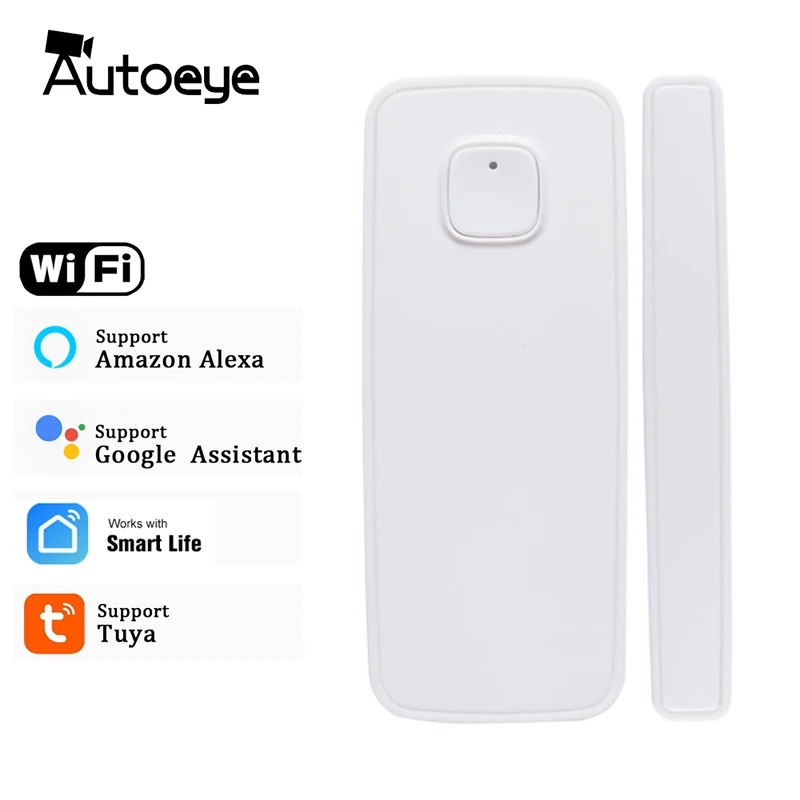 Tuya Smart Life-Detector inalámbrico de puerta y ventana Sensor de seguridad compatible con Alexa, Google Home, notificaciones por aplicación, No necesita Hub
