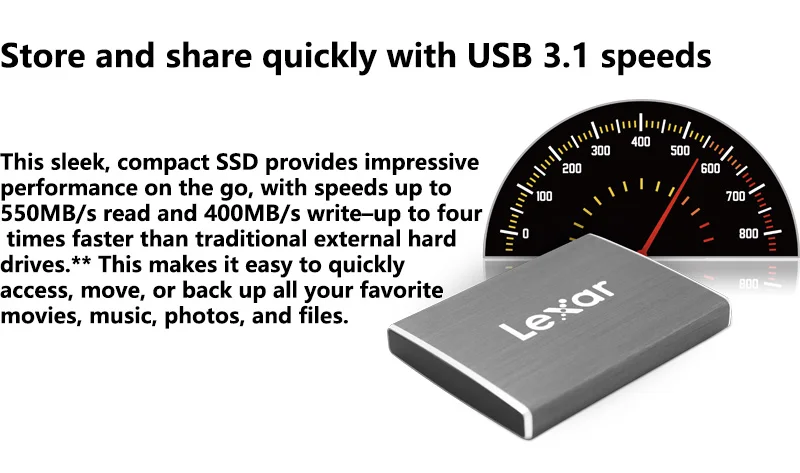 Lexar USB 3,1 внешний SSD HDD 550MBS 240GB 512GB TypeC портативные твердотельные накопители Duro Externo Nas сервер внешний жесткий диск