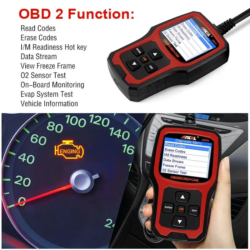 US $36.53 Ancel Ad410 Obd2 Scanner Car ReadClear Code Engine Diagnostic Tool Profession Eobd Obd 2 Automotive Scanner Free Update Online