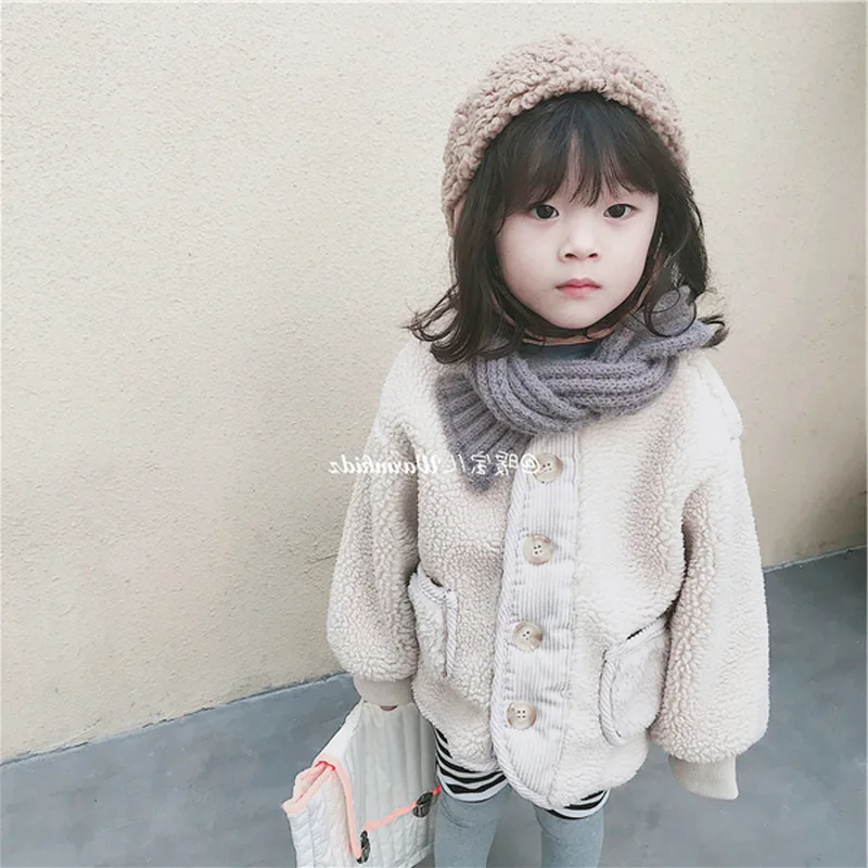 

Girls Warm Winter Coa Plus Lamb Velvet Toddler Girl Thickened Coat Kids Single Breasted Jacket Outfit Tops Baby Girl Clothing