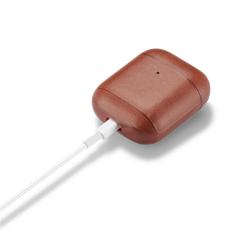 Кожаный чехол для наушников Apple Airpods 2 кожаный беспроводных Bluetooth