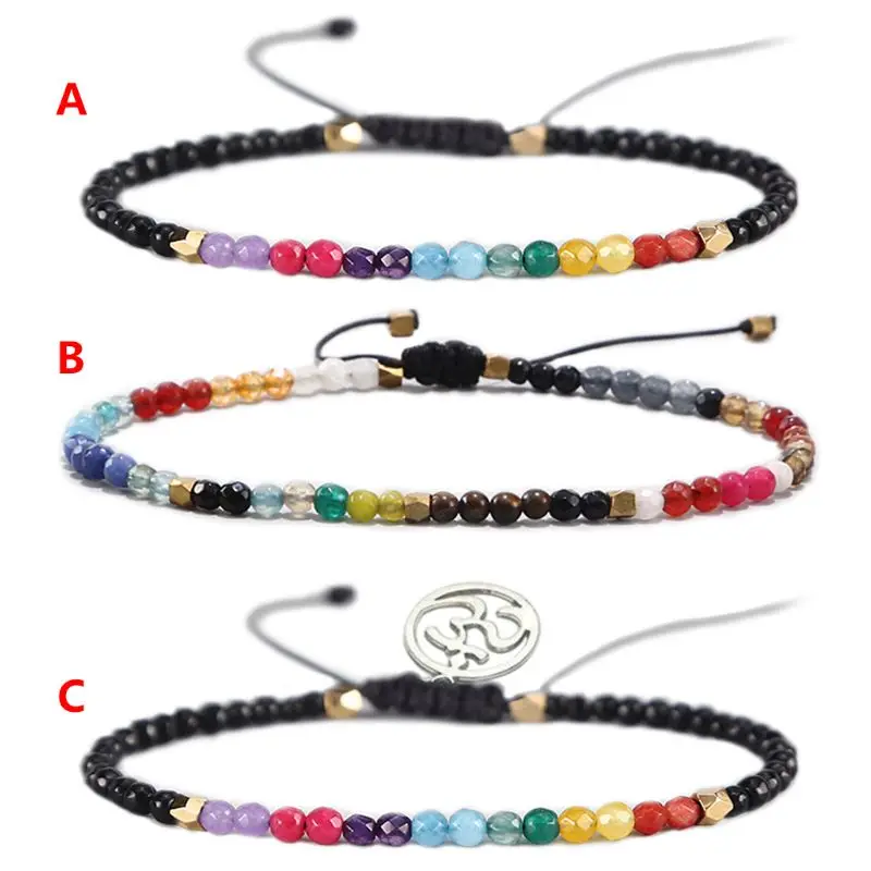 

Lucky Stone Beading Bracelet Beads Couple Bracelets Charms Women Men Casual Fashion Gifts 3mm Adjustable Wristband Colorful Crea