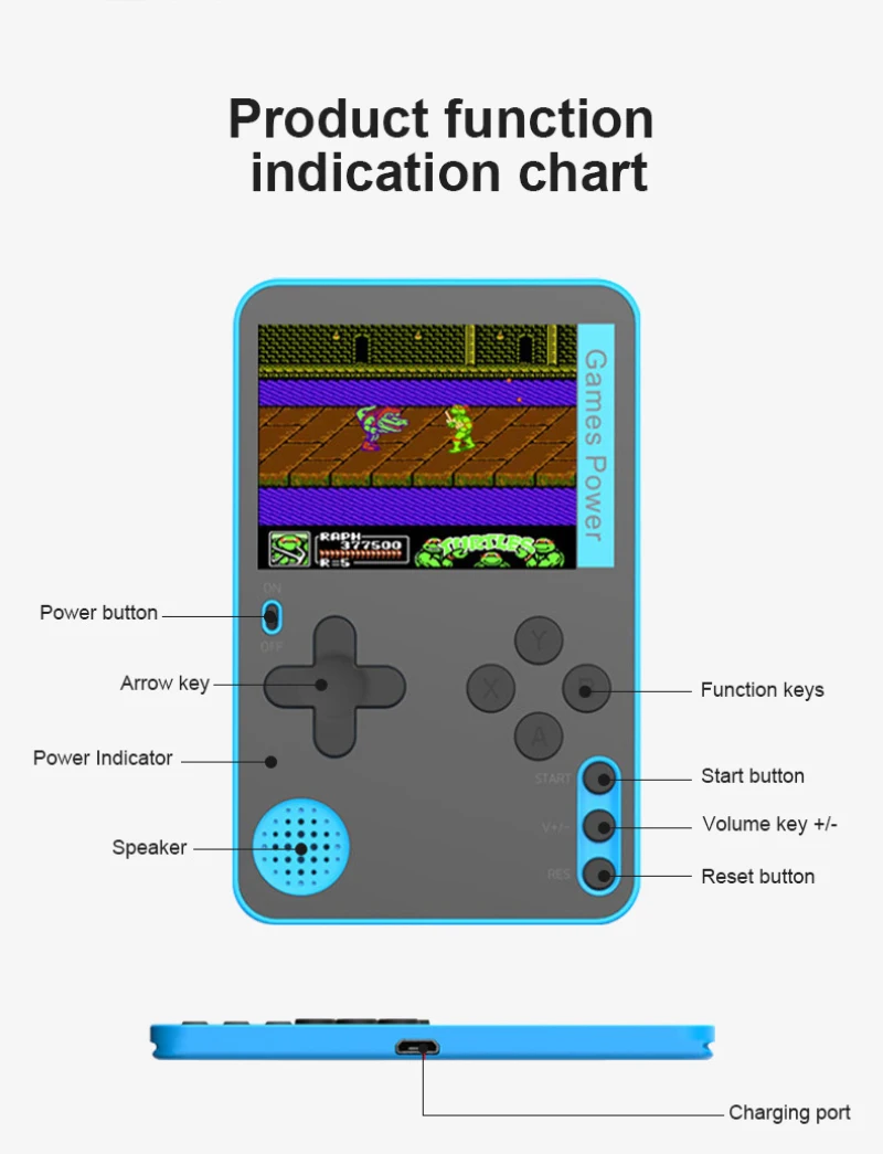 2021 New Handheld Retro Game Console Built-In 500 Classic 8 Games 2.4 Inch Bit Screen Easy To Carry For Gift For Child