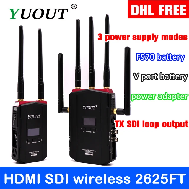 Pro800 без задержки HDMI SDI Беспроводная передача 800 м/футов комплект видеопередатчика