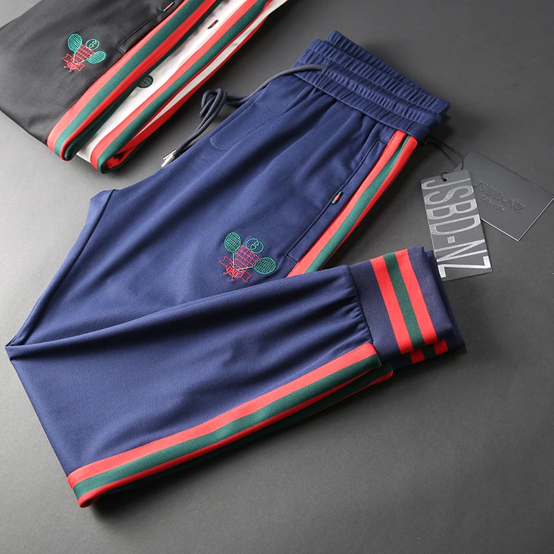 

JSBDSpring and summer new style trend bump yarn-dyed band embroidery craft man slimming age small feet casual guard pants