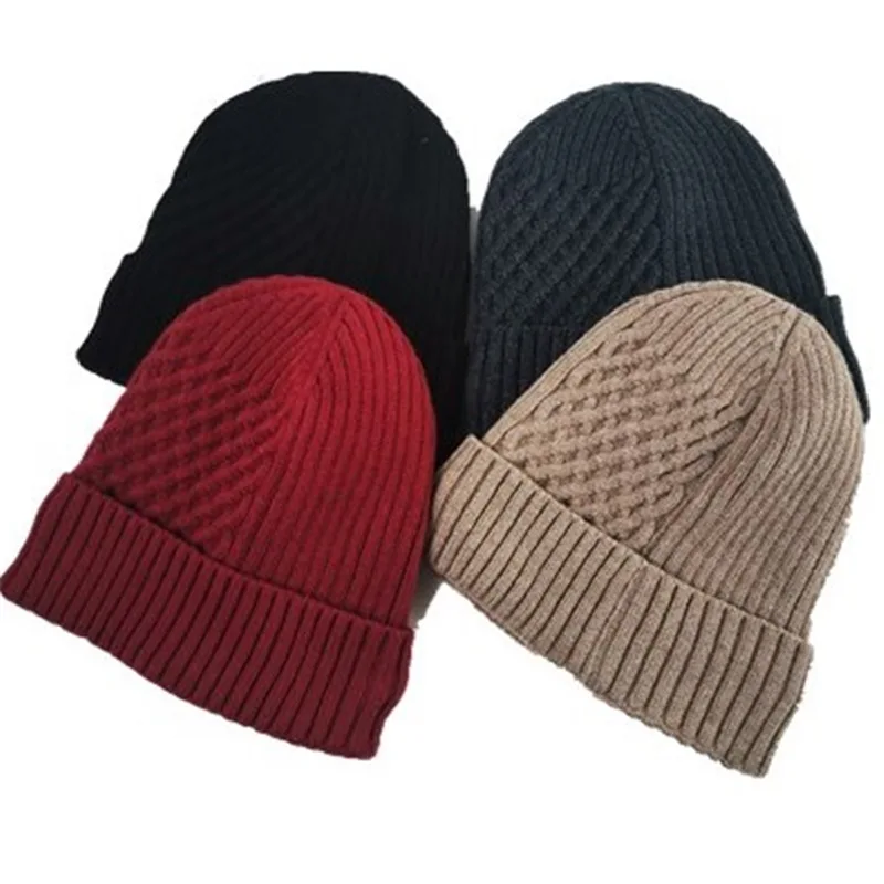 Мужская Зимняя Вязаная Шерстяная Шапка Skullie Beanies, шапка с однотонной расцветкой, кепки в стиле хип-хоп, уличная Толстая теплая шапка для мальчиков, Мужская кепка с дыней