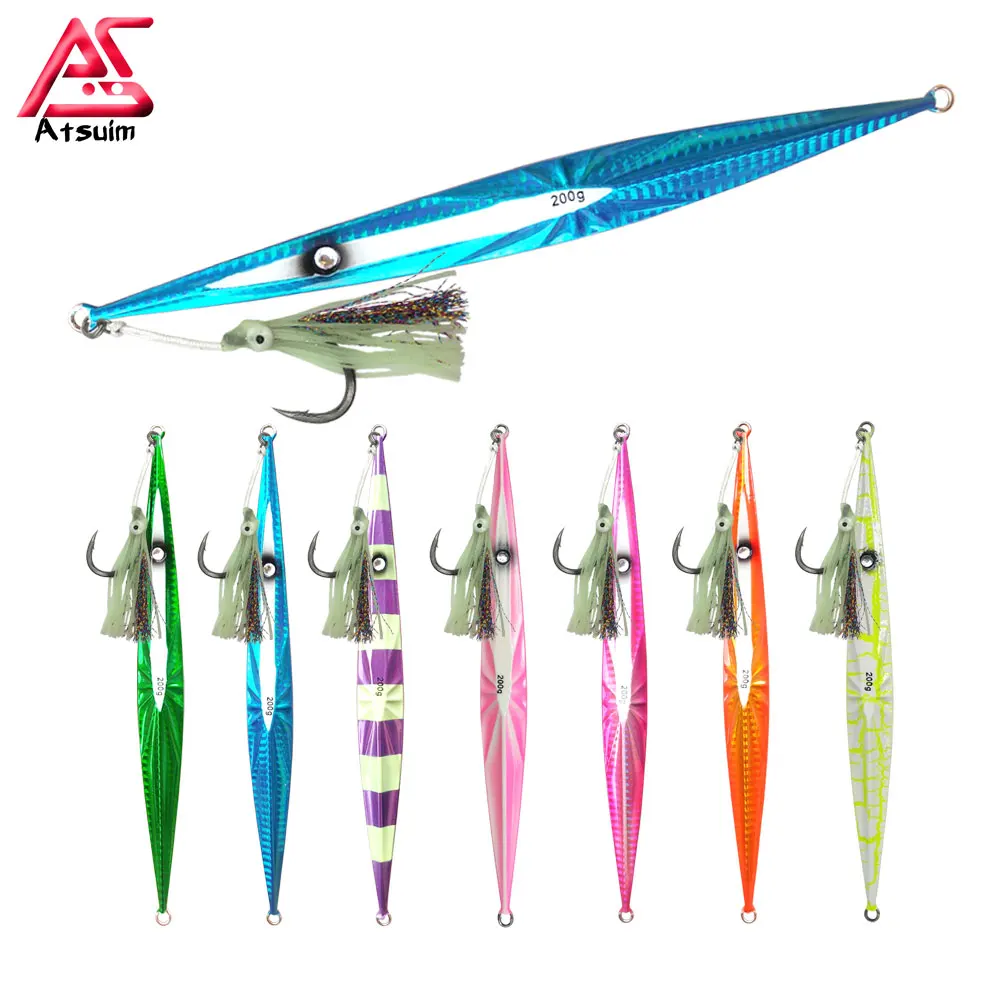 

AS Fast Jig Lure Fishing 150g200g250g300g350g400g Metal Lead Vertical Angler Hooks Bait Sinking Speed Glow Jigging Fishing Lure