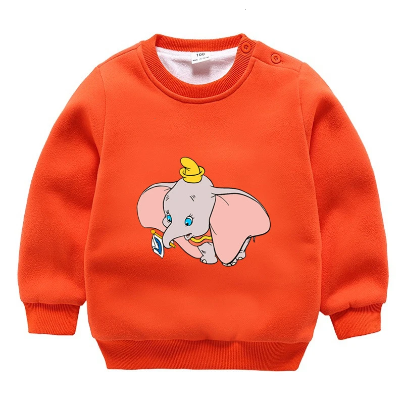 Зимний вельветовый свитер с принтом «Dumbo» для мальчиков и девочек, Забавные милые детские топы с круглым вырезом и рисунком - Цвет: as picture