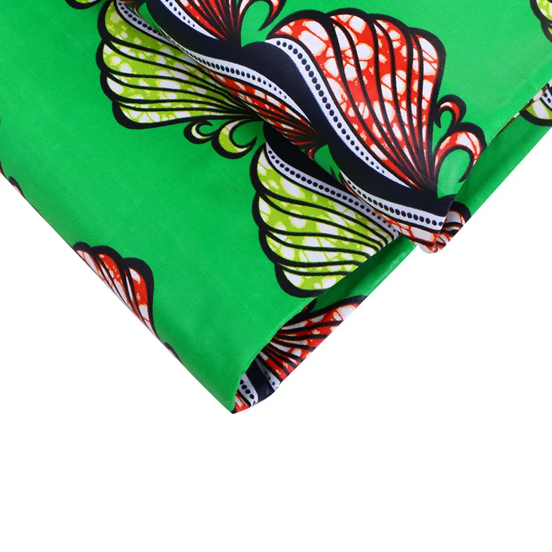 Excellent Green Cotton Beautiful Pattern Printed African Pagne Tissu Veritable Ankara Guaranteed Real Dutch Wax Fabric