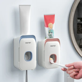 

2020 Plastic Wall Mounted Toothpaste Squeezer Automatic Toothpaste Dispenser Toothbrush Holder Bathroom Accessories Storage Rack