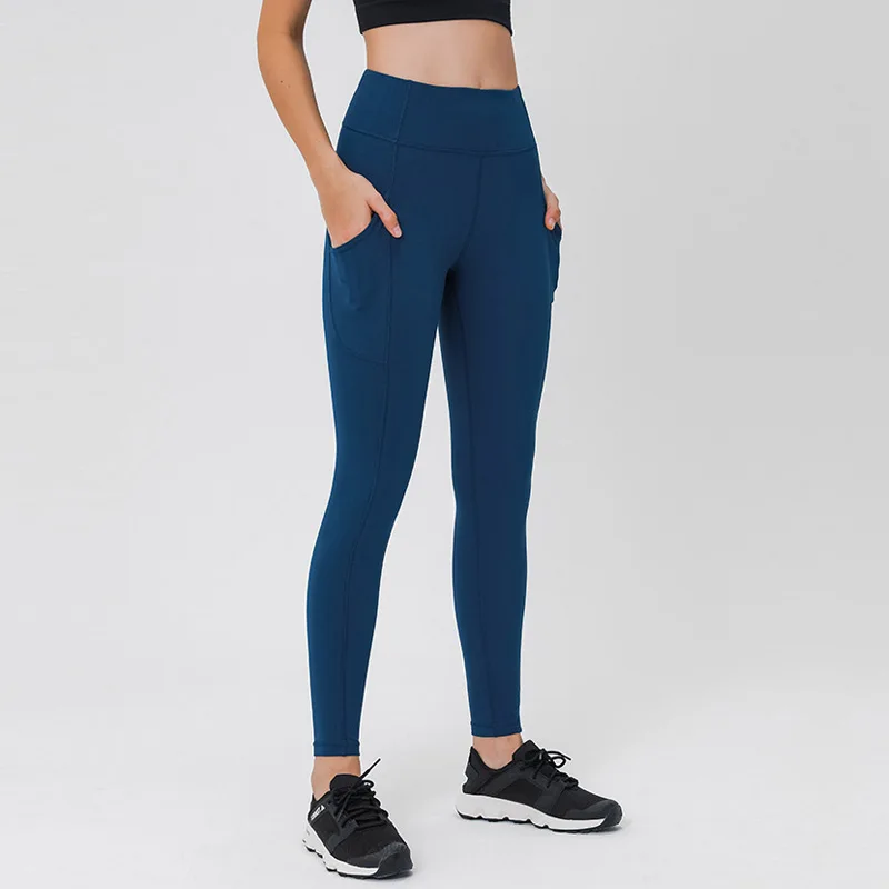 

NWT WARM-UP Sports Leggings with Side Pockets Women Stretchy fitness Pants Soft Gym Leggings Compression Running Leggings DL02F