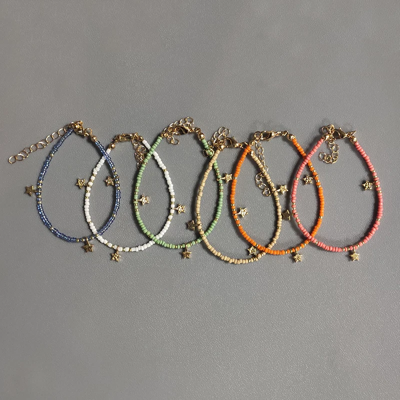 Exquisite Five-pointed Star Pendant Beaded Bracelet Bohemian Hand-made Multiple Color Options браслет для женщин Gift bracelet jewelry