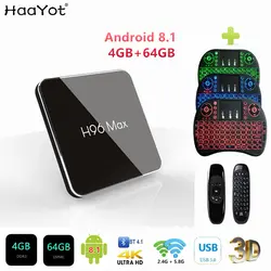 HAAYOT H96 MAX X2 Amlogic S905X2 Android 8,1 Smart tv BOX 4K медиаплеер 4 Гб 64 Гб DDR4 четырехъядерный USB3.0 2,4G и 5 ГГц двойная Wifi коробка