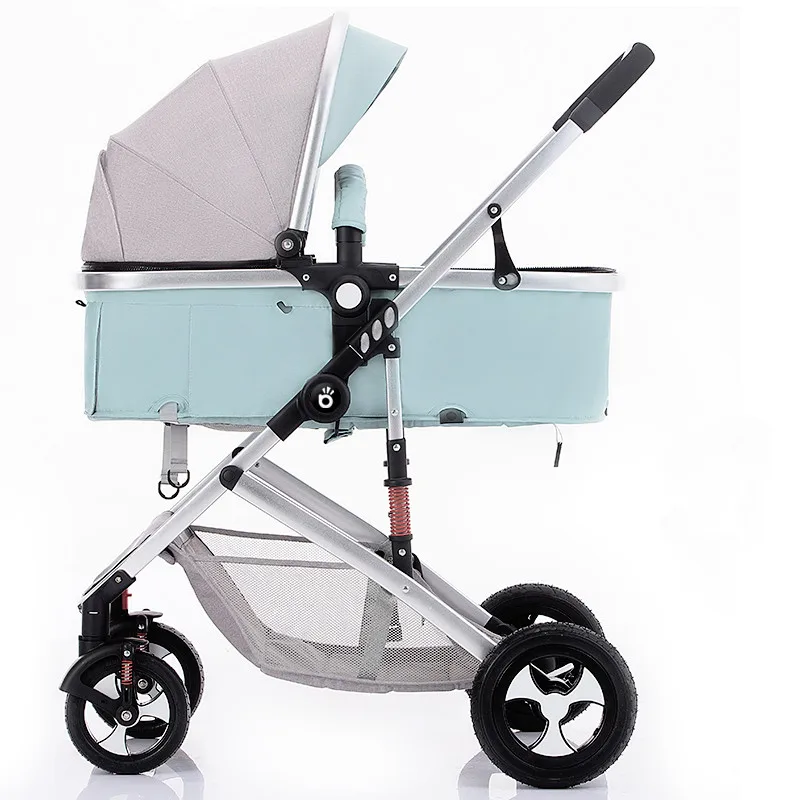 Steel 4Rubber Green Многофункциональная Регулируемая легкая Роскошная детская коляска 3 в 1, складная переносная коляска для мамы, розовая коляска для путешествий - Цвет: Steel 4Rubber Green