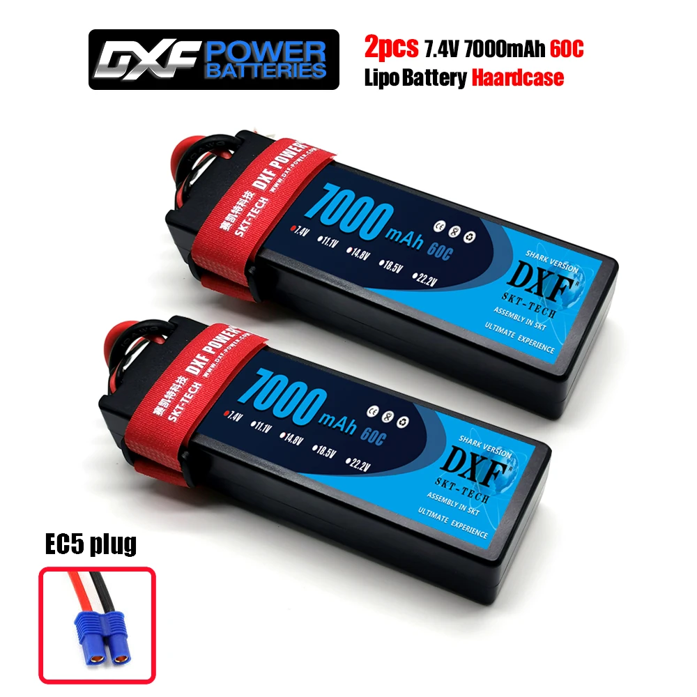 DXF 7000mAh 7,4 V 60C Lipo батареи для RC автомобилей 2S RC Lipo батарея с Deans Разъем для RC автомобилей Грузовик вертолет лодки - Цвет: 2PCS7000HARDEC5