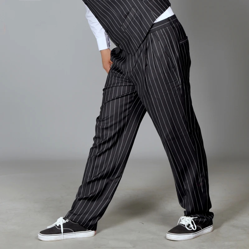 

Новые Брюки для бальных танцев Для мужчин Одежда для танцев Танго/В Стиле Хип-хоп/латинские танцевальные брюки одежда мужские свободные полосатые штаны VDB1720