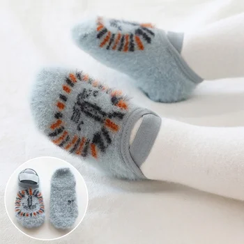 

New Autumn And Winter Cartoon Velvet Baby Socks Baby Floor Socks Children's Non-slip Toddler Cotton Shoes