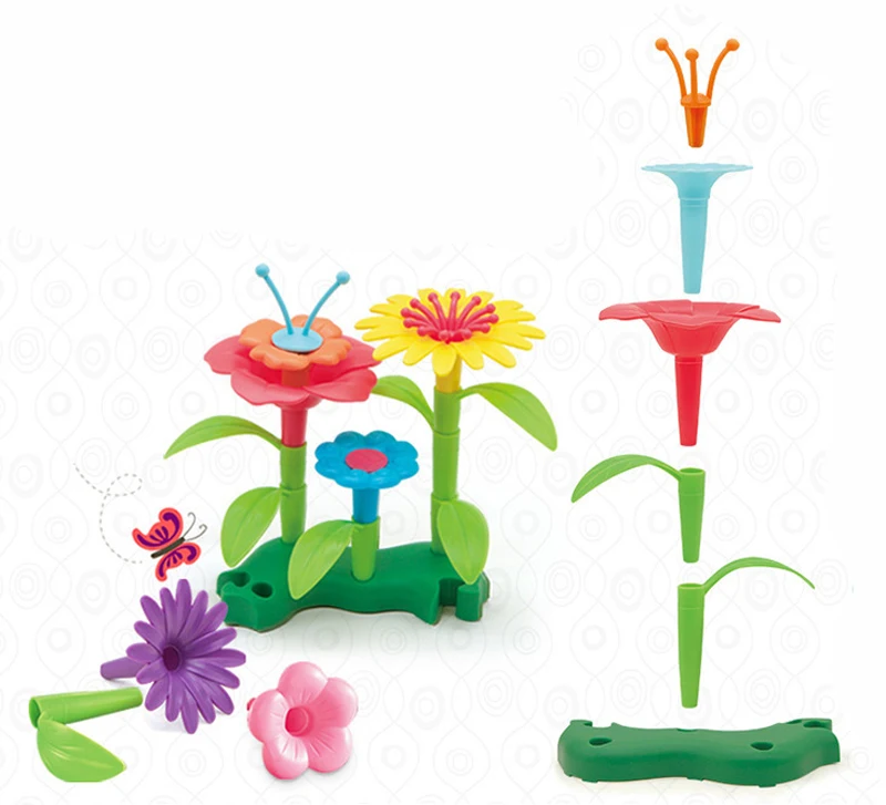 46pcs/set DIY Girls Pop Beads Flowers Interconnecting Blocks Toys  Dream Garden Series Bricks Educational Toys For Children ZXH
