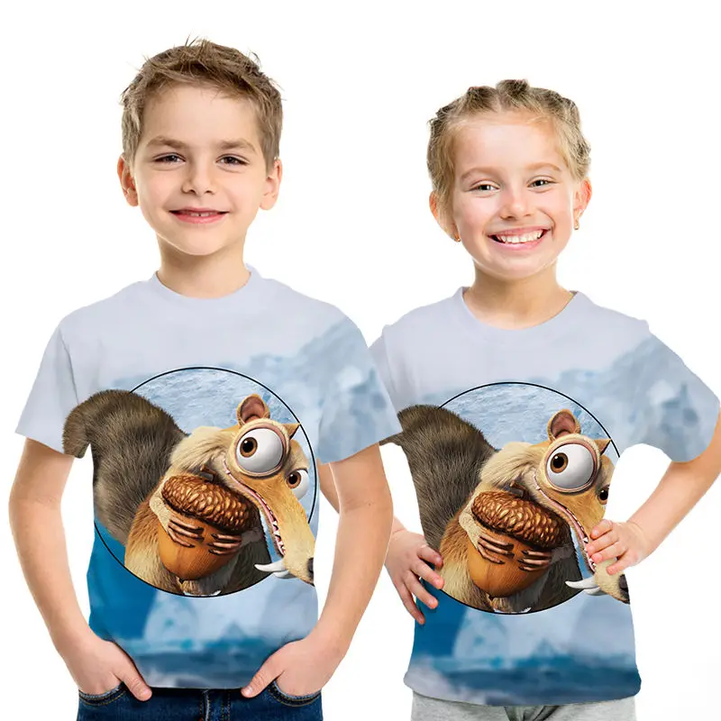 Детская футболка с 3D рисунком акулы/ракета енота/маленький лев/пингвин Летняя Повседневная Уличная одежда для мальчиков и девочек детская футболка