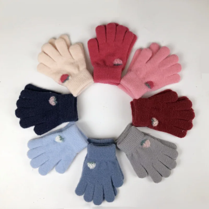 New Winter Split Finger Warm Gloves Children's Knitted Warm Five Finger