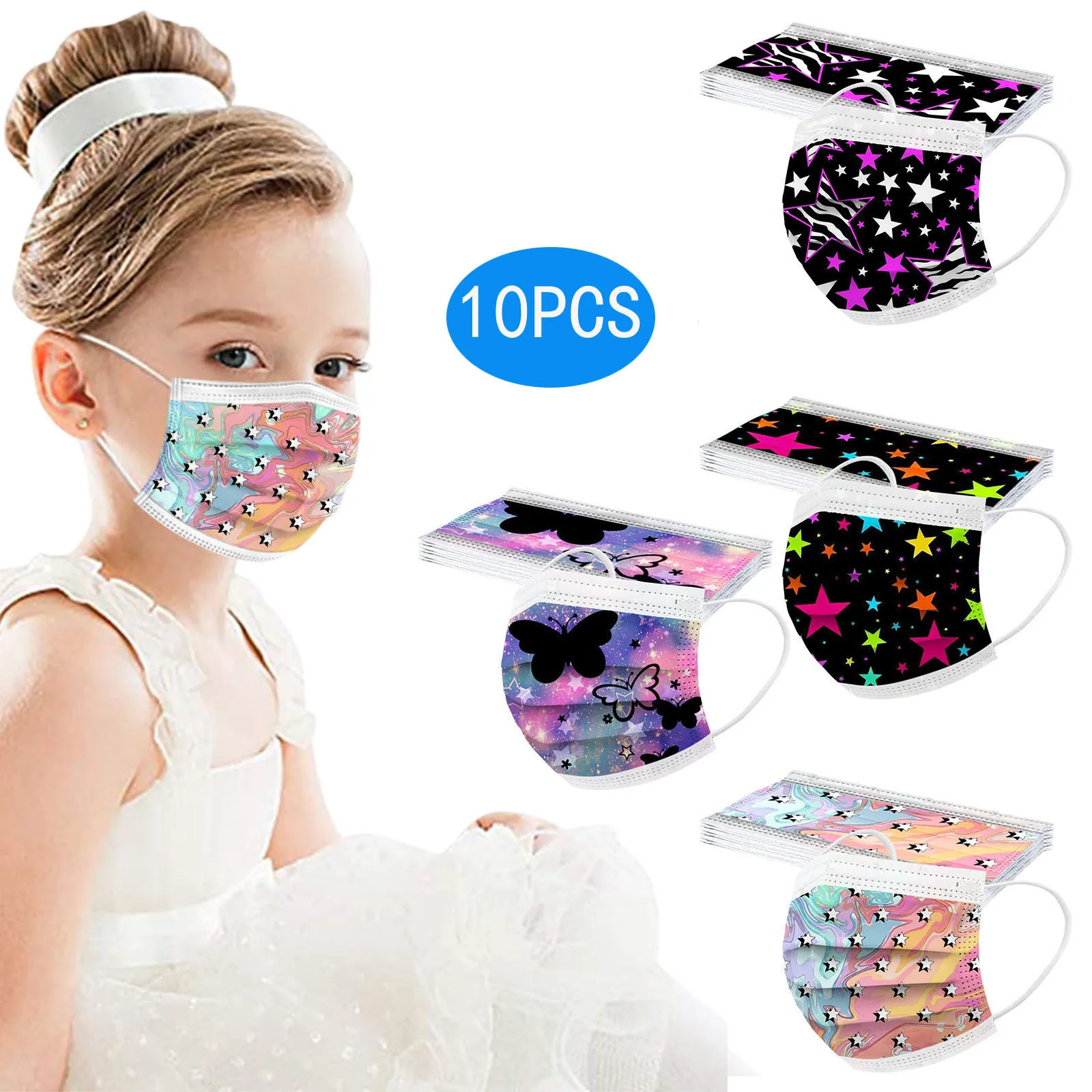 Disposable Kids Masks Mouth Mask Cotton Children's Five-pointed Star Printing Protective Halloween Cosplay Masque Enfant |