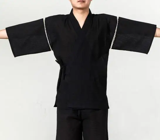 Японское кимоно yukata kimino haori кардиган мужской kimino халат для мужчин черный принт японский Топ haori японская одежда - Цвет: color1