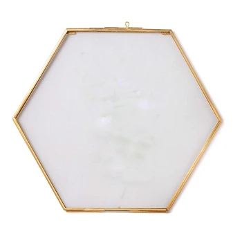 

Hanging Hexagon Herbarium Brass Glass Frame for Pressed Flowers, Dried Flowers, Double Glass, Floating Frame Style
