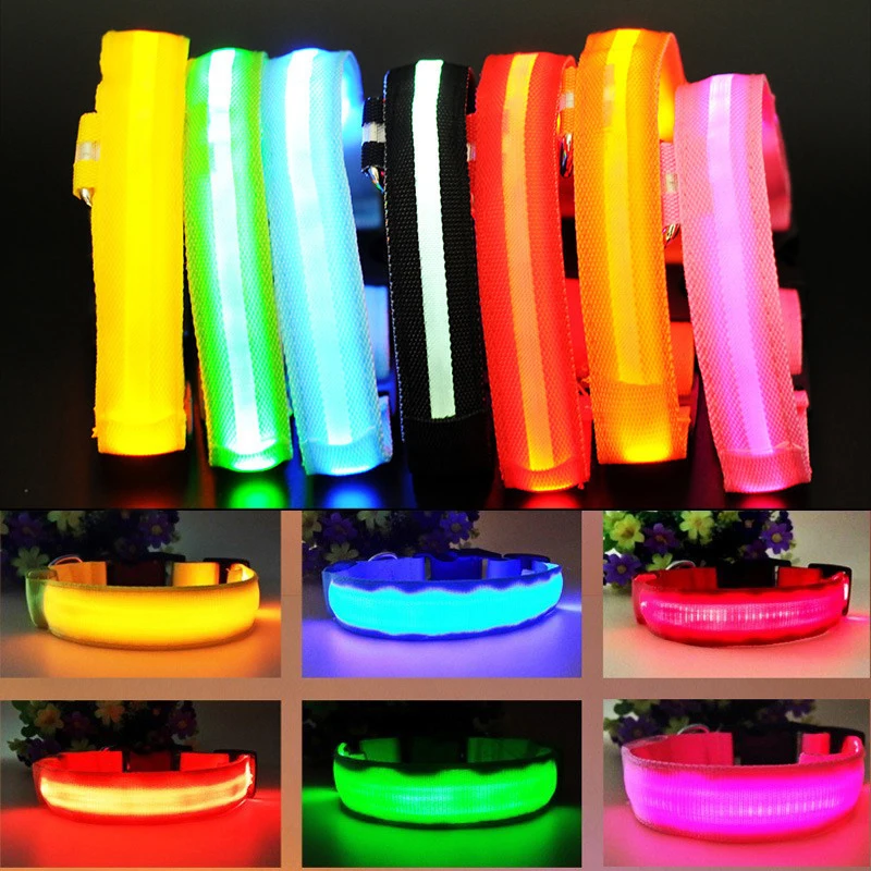 

LED Dog Leash and Collar Glowing 3 Modes Pet Rope Night Safety Adjustable Nylon Lead for Small Medium Large Dogs Light Up Collar