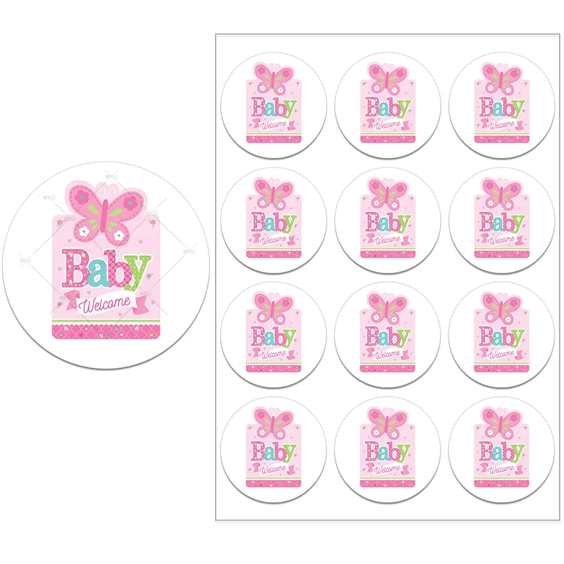 Welcome Baby Boy Stickers Labels Cute Little One Elephant Decor Stickers  Welcome New Born Gender Reveal Baby Shower Decor - AliExpress