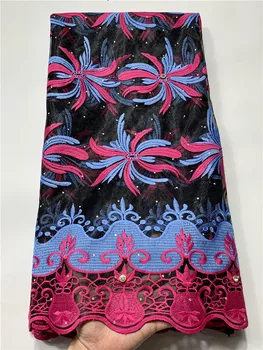 

Latest fashion stone Embroidered African Guipure French Lace Fabric With stones African French Net Lace fabric FYIN317
