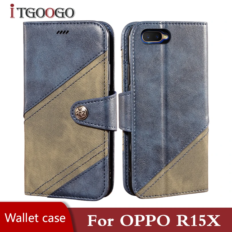 Case For OPPO R15X back shockproof phone cover Magnetic luxury wallet leather case on housing | Мобильные телефоны и
