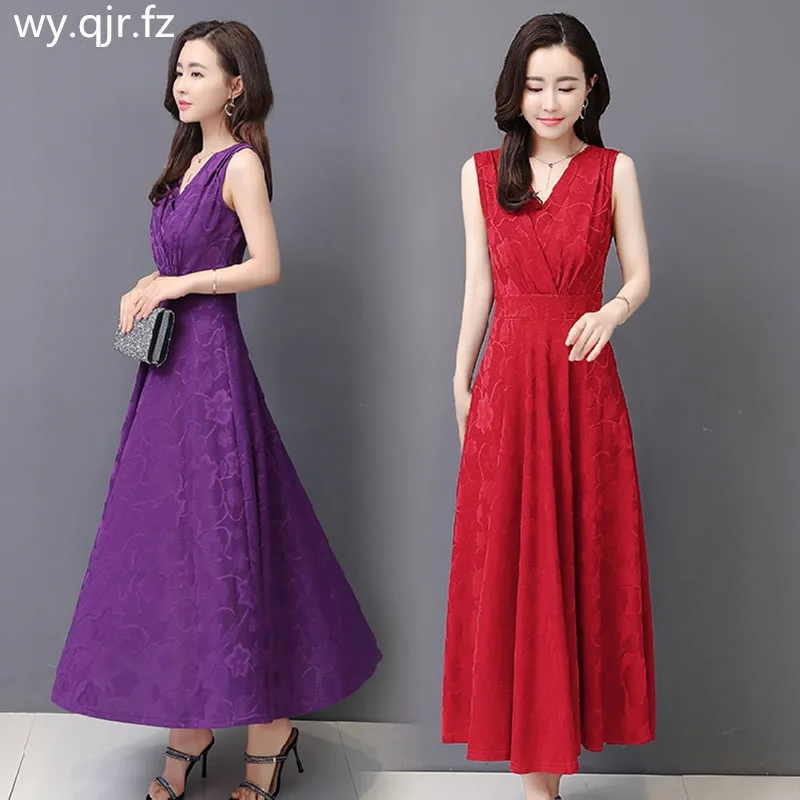 

AAWL-966#Evening Dresses Long Women Girls Jacquard fabric V-neck wedding prom party Dress wholesale red black Violet graduation