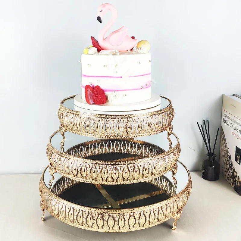 8"10" 12" 14" Metal wedding cake stand decoration party mirror tray metal dessert decoration cupcakes